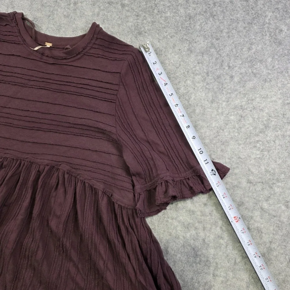Free People Take A Spin‎ Babydoll Tunic Dress Womens XS Purple Ruffle Flutter
